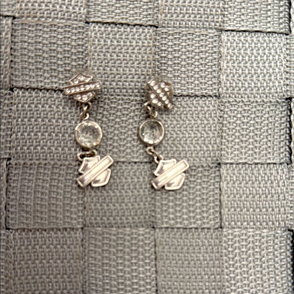 Harley Davidson Silver Dangle Earrings